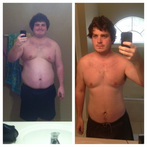 A progress pic of a 5'11" man showing a fat loss from 272 pounds to 218 pounds. A respectable loss of 54 pounds.