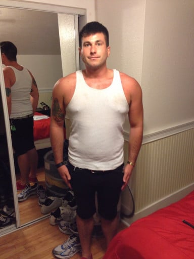 A photo of a 6'0" man showing a weight reduction from 227 pounds to 186 pounds. A total loss of 41 pounds.