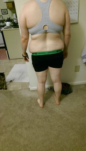 A progress pic of a 5'6" woman showing a snapshot of 183 pounds at a height of 5'6