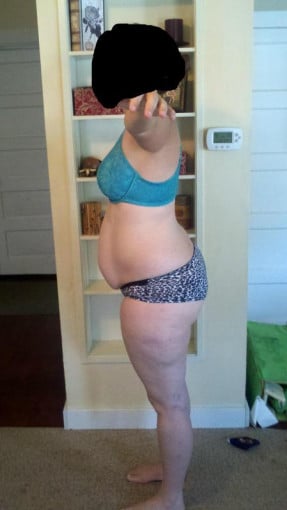 A picture of a 5'8" female showing a snapshot of 199 pounds at a height of 5'8