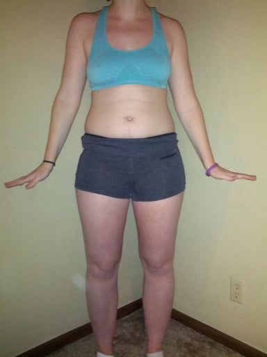 A progress pic of a 5'6" woman showing a snapshot of 160 pounds at a height of 5'6