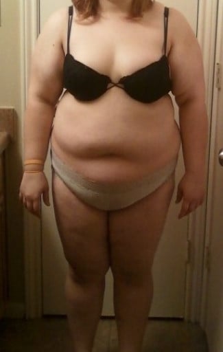 A picture of a 5'5" female showing a snapshot of 235 pounds at a height of 5'5