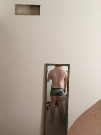 A progress pic of a 5'7" man showing a snapshot of 195 pounds at a height of 5'7