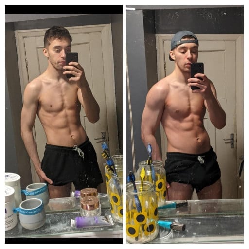 Before and After 30 lbs Weight Gain 6 feet 5 Male 170 lbs to 200 lbs