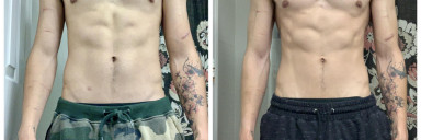 Before and After 30 lbs Muscle Gain 5 feet 10 Male 125 lbs to 155 lbs