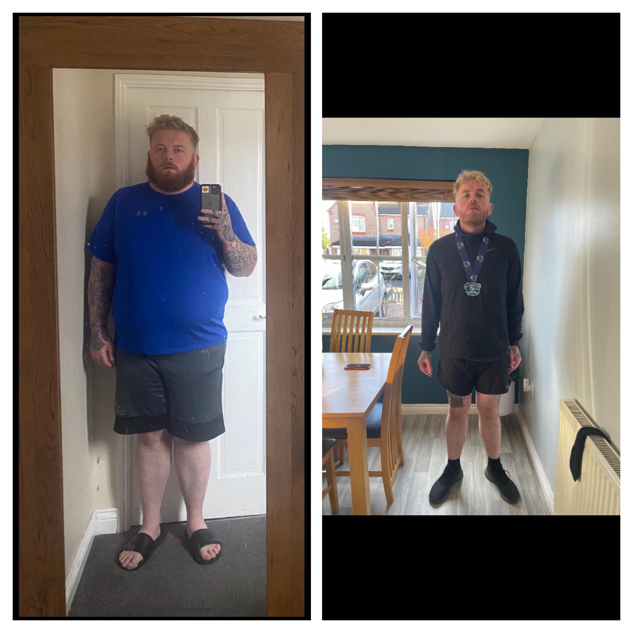 6 feet 1 Male 132 lbs Weight Loss 340 lbs to 208 lbs