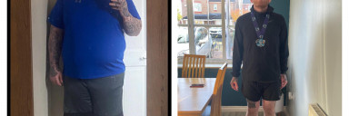 Before and After 132 lbs Fat Loss 6'1 Male 340 lbs to 208 lbs