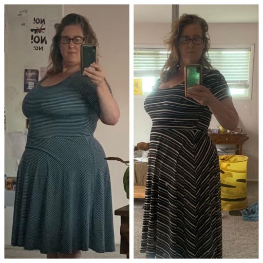 36 lbs Weight Loss Before and After 5 foot 3 Female 235 lbs to 199 lbs