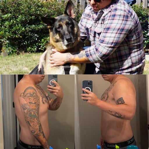 5'9 Male Before and After 45 lbs Fat Loss 253 lbs to 208 lbs