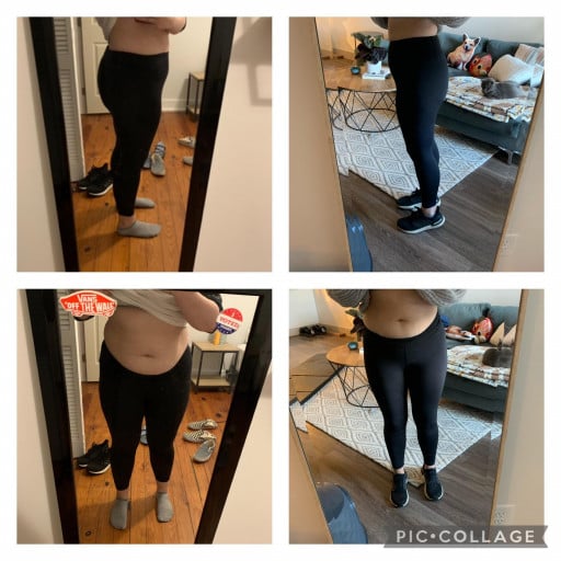 Before and After 23 lbs Weight Loss 5 foot 5 Female 184 lbs to 161 lbs
