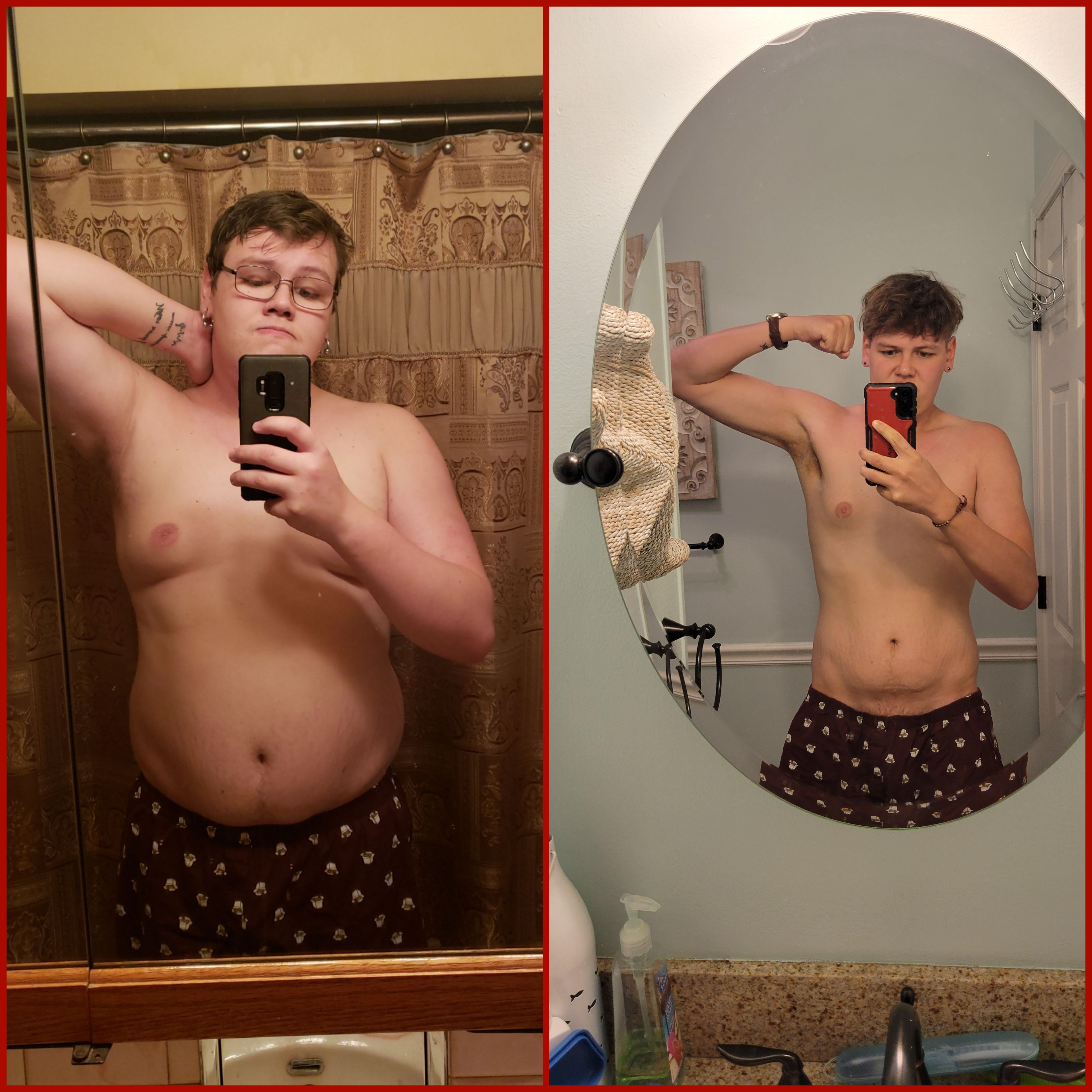 105 lbs Fat Loss Before and After 6 feet 3 Male 280 lbs to 175 lbs