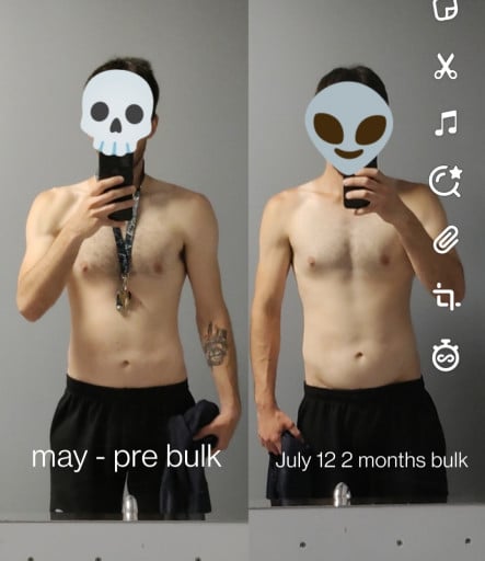 5'11 Male 12 lbs Muscle Gain Before and After 163 lbs to 175 lbs
