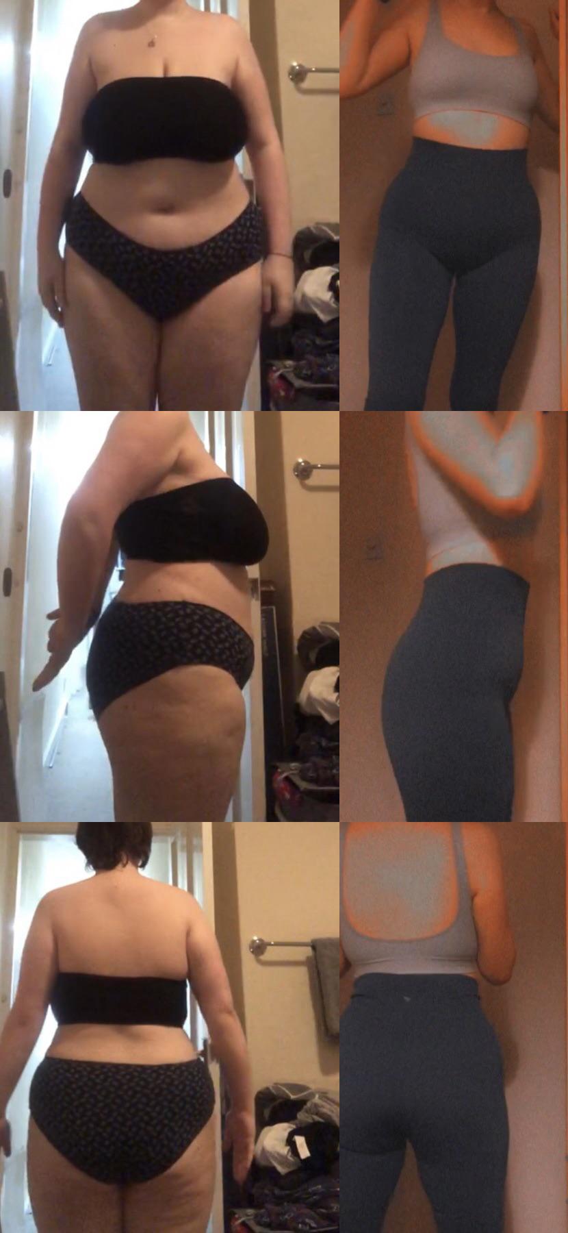 Progress Pics of 95 lbs Fat Loss 5 feet 8 Female 235 lbs to 140 lbs