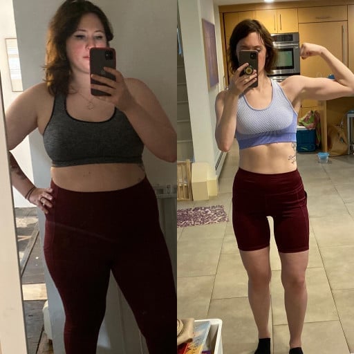 5 feet 6 Female 80 lbs Fat Loss Before and After 210 lbs to 130 lbs