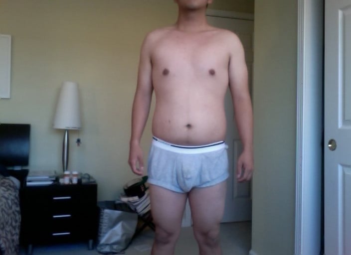 A picture of a 5'8" male showing a snapshot of 176 pounds at a height of 5'8