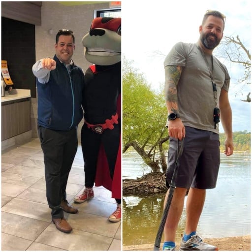 56 lbs Fat Loss Before and After 5 foot 10 Male 242 lbs to 186 lbs