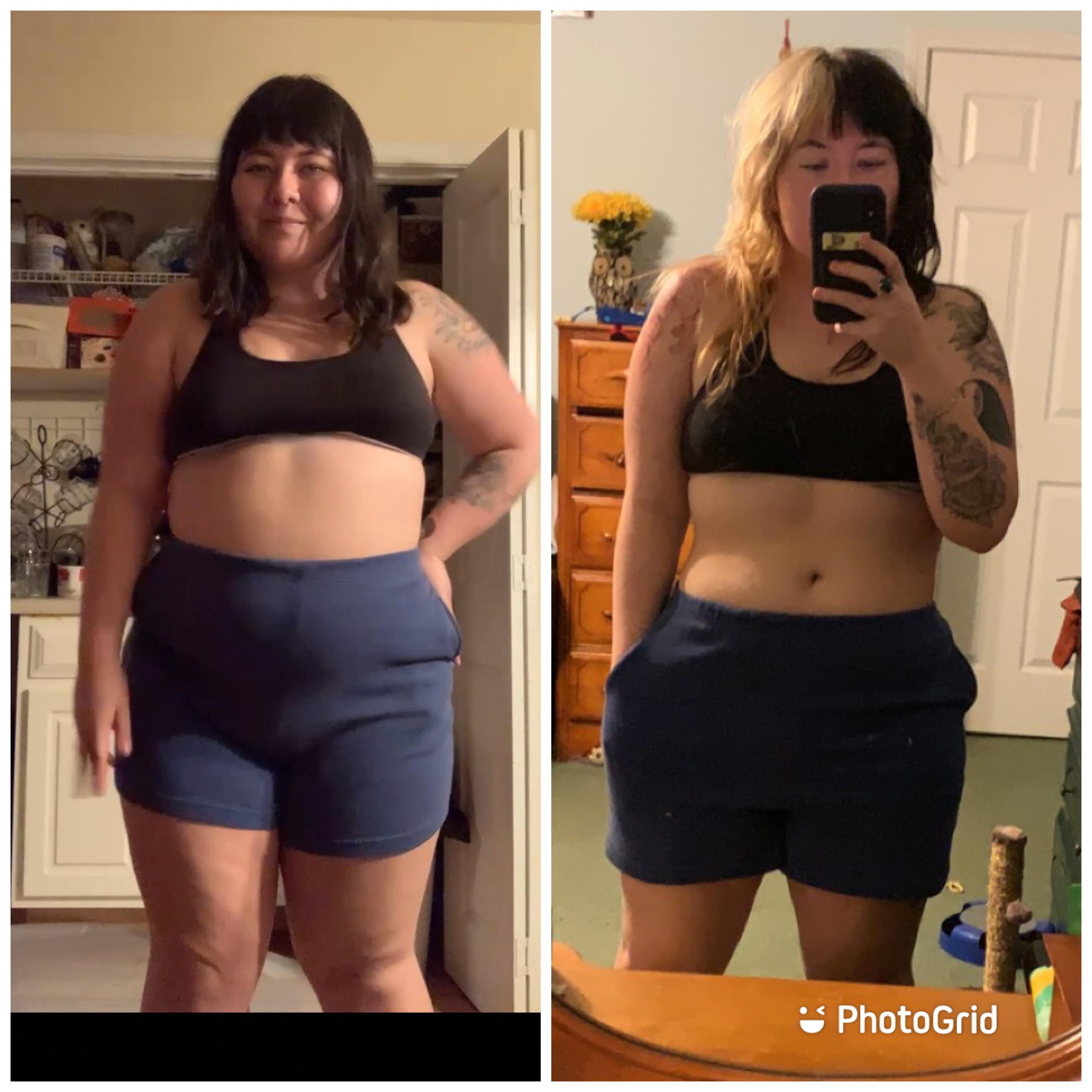 Progress Pics of 47 lbs Weight Loss 5'6 Female 255 lbs to 208 lbs