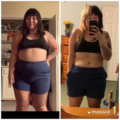 5 feet 6 Female 47 lbs Fat Loss Before and After 255 lbs to 208 lbs