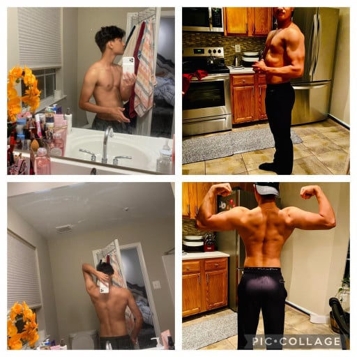 5 foot 7 Male Progress Pics of 22 lbs Muscle Gain 118 lbs to 140 lbs