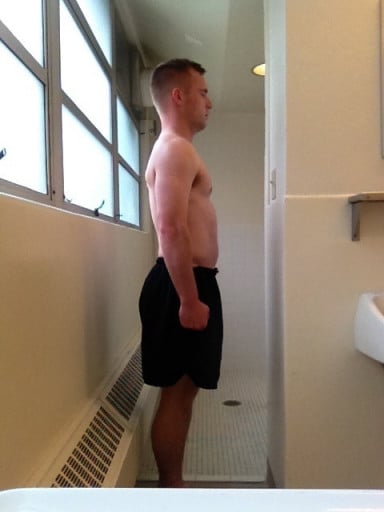 A photo of a 5'9" man showing a snapshot of 172 pounds at a height of 5'9