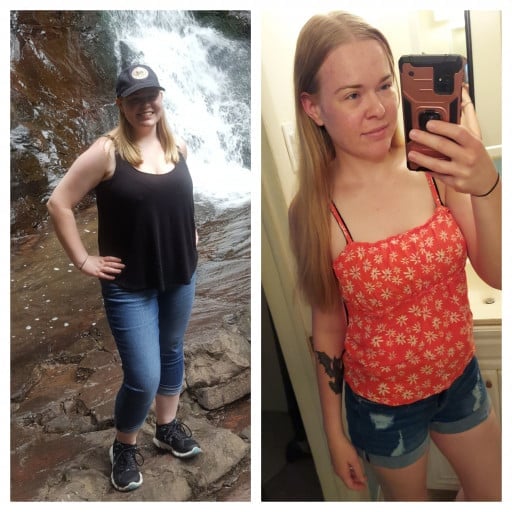 5'4 Female 50 lbs Weight Loss Before and After 180 lbs to 130 lbs