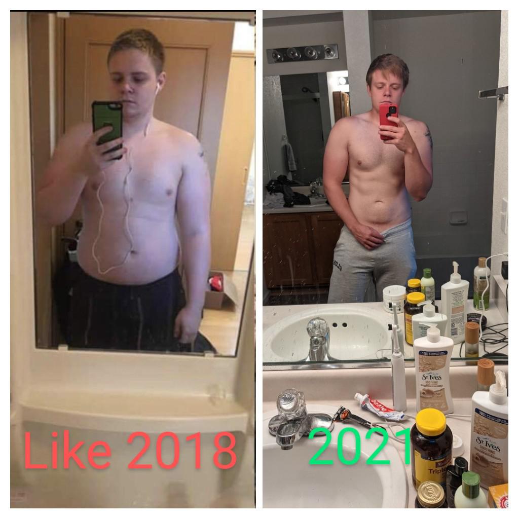 Before and After 59 lbs Weight Loss 5 foot 10 Male 246 lbs to 187 lbs