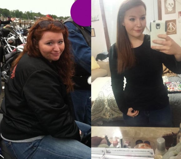 A picture of a 5'4" female showing a weight loss from 240 pounds to 170 pounds. A respectable loss of 70 pounds.