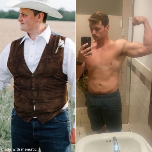 5 foot 10 Male Before and After 80 lbs Weight Loss 265 lbs to 185 lbs