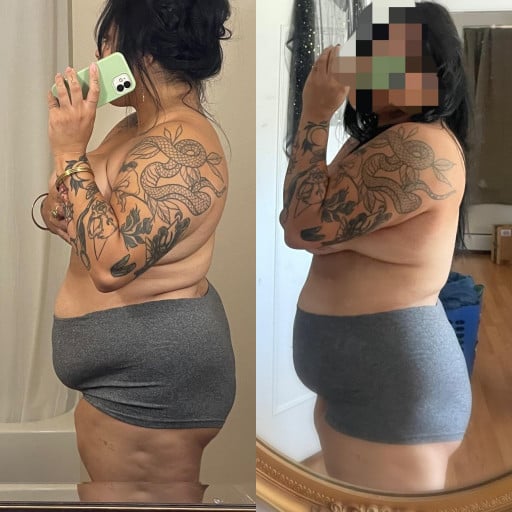 21 lbs Fat Loss Before and After 5'7 Female 273 lbs to 252 lbs