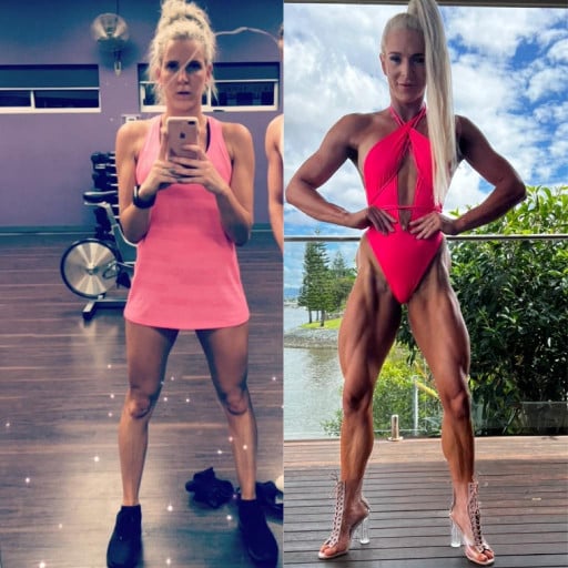 22 lbs Muscle Gain Before and After 5'4 Female 108 lbs to 130 lbs