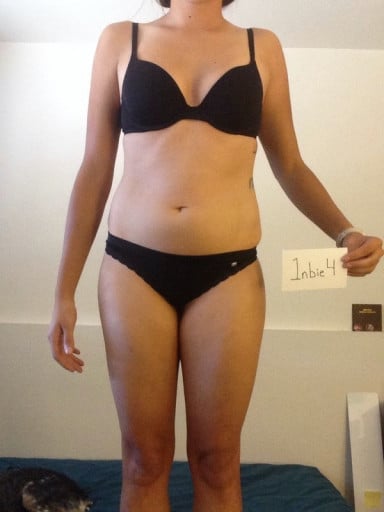 A picture of a 5'5" female showing a snapshot of 124 pounds at a height of 5'5