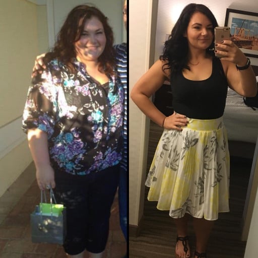 90 lbs Weight Loss Before and After 5 foot 2 Female 260 lbs to 170 lbs