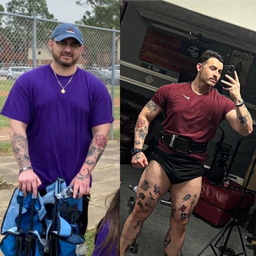 A picture of a 5'11" male showing a weight loss from 223 pounds to 210 pounds. A total loss of 13 pounds.