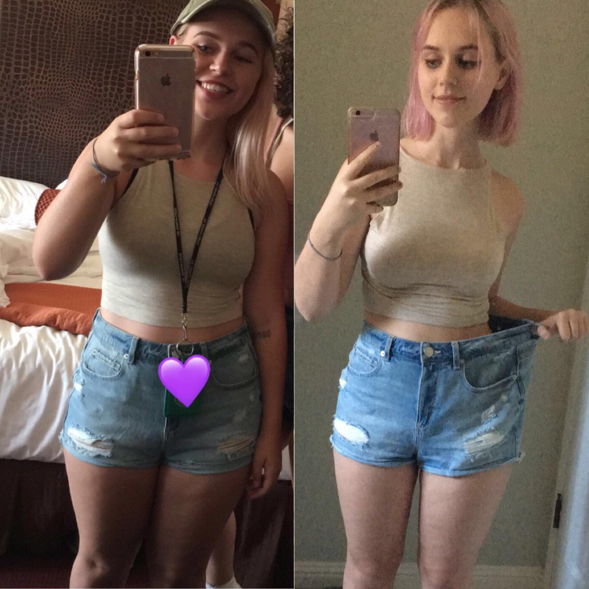 Before and After 20 lbs Weight Loss 5 foot 2 Female 140 lbs to 120 lbs.