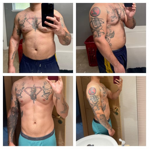 Progress Pics of 53 lbs Fat Loss 5 foot 11 Male 230 lbs to 177 lbs