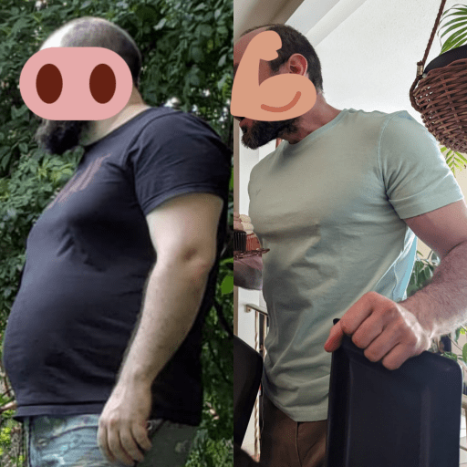 5'7 Male Before and After 64 lbs Fat Loss 227 lbs to 163 lbs