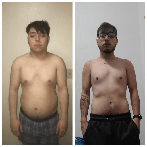 A picture of a 5'4" male showing a weight loss from 175 pounds to 133 pounds. A respectable loss of 42 pounds.