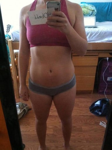 A progress pic of a 5'6" woman showing a snapshot of 150 pounds at a height of 5'6
