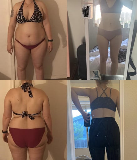 73 lbs Fat Loss Before and After 5'6 Female 225 lbs to 152 lbs