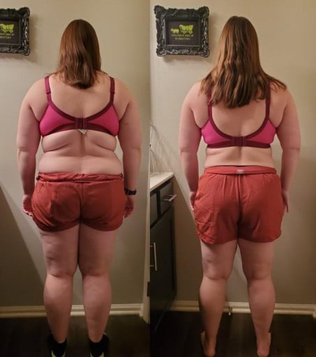 5 feet 5 Female Before and After 20 lbs Fat Loss 216 lbs to 196 lbs
