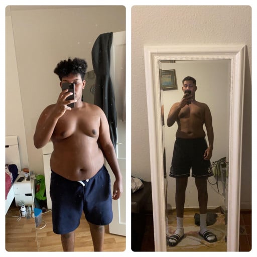 Before and After 82 lbs Weight Loss 5 feet 10 Male 253 lbs to 171 lbs