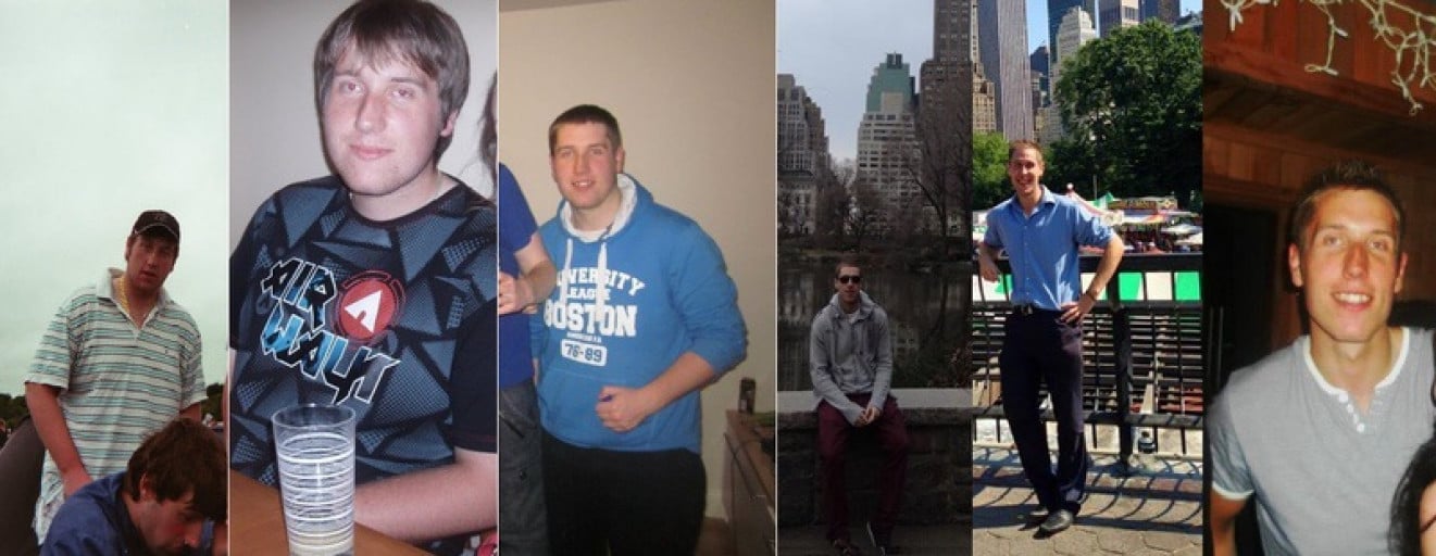 M/22/6'1" [301 lbs > 194 lbs -107 lbs] (15 months) Was unhappy with myself so it was time for a change. Oldest to most recent from left to right.