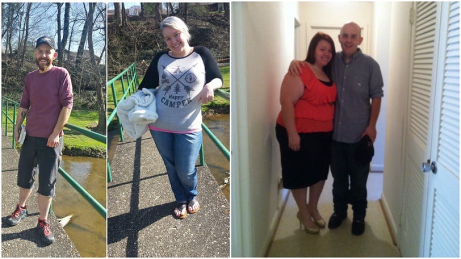 A picture of a 5'4" female showing a weight cut from 280 pounds to 200 pounds. A net loss of 80 pounds.