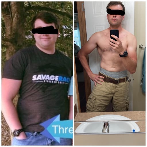 6'1 Male 70 lbs Weight Loss Before and After 250 lbs to 180 lbs