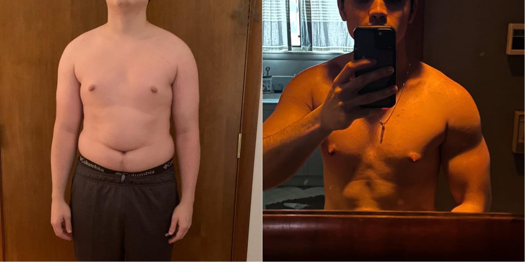Before and After 35 lbs Weight Loss 6 foot Male 210 lbs to 175 lbs