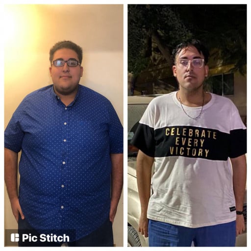 Before and After 175 lbs Weight Loss 6 foot Male 440 lbs to 265 lbs
