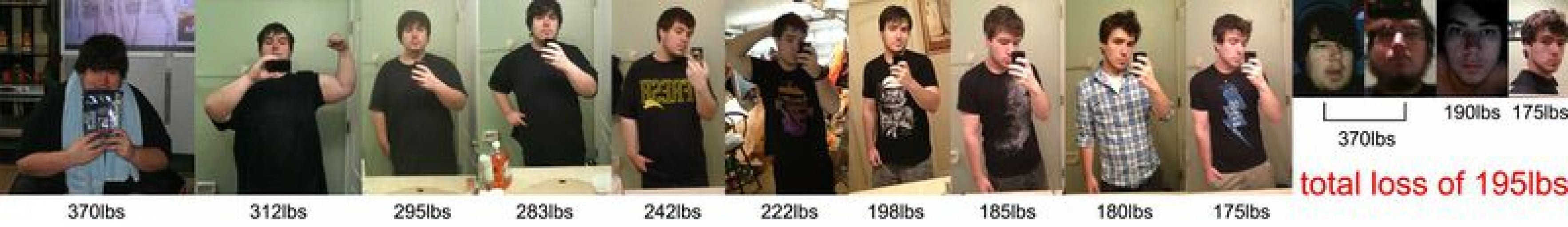 Before and After 195 lbs Weight Loss 5 feet 10 Male 370 lbs to 175 lbs