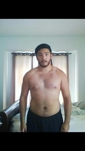 A progress pic of a 6'1" man showing a weight reduction from 262 pounds to 246 pounds. A total loss of 16 pounds.