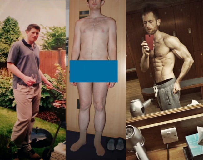 Before and After 96 lbs Weight Loss 6 feet 4 Male 264 lbs to 168 lbs