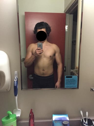 A progress pic of a 6'0" man showing a muscle gain from 150 pounds to 191 pounds. A respectable gain of 41 pounds.